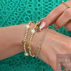 Elegant Gold Beautiful Brave Blessed Beaded Bracelet Set